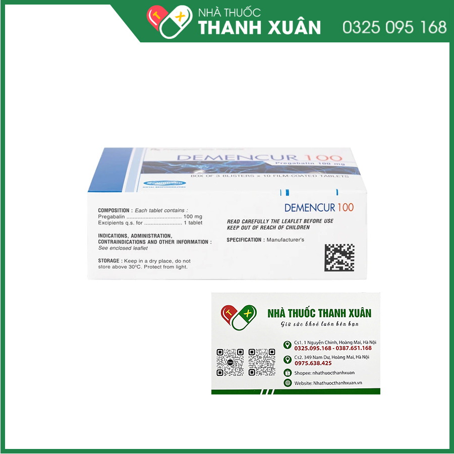 Demencur 100 điều trị đau thần kinh, động kinh, rối loạn lo âu lan tỏa